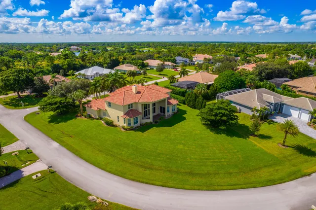 a view of a swimming pool with a yard and plants