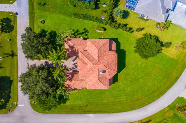 an aerial view of a house