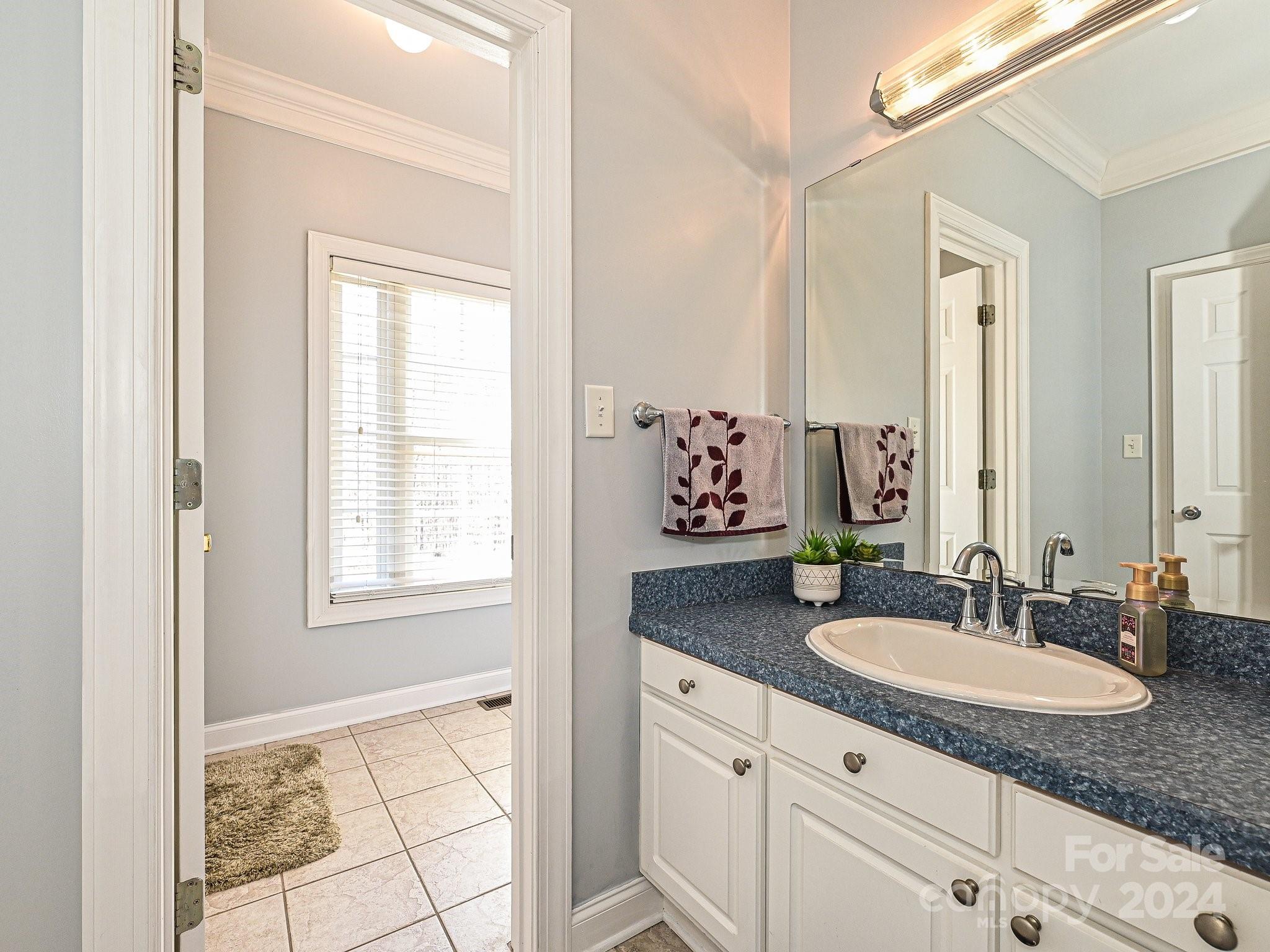 3203 Bentley Drive Lancaster, SC 29720 - Photo 32 of 45 a bathroom with a granite countertop sink and a mirror
