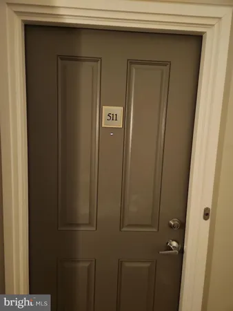 a bathroom with a glass door