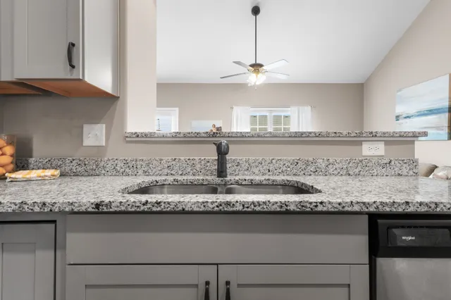 a view of a kitchen counter top space
