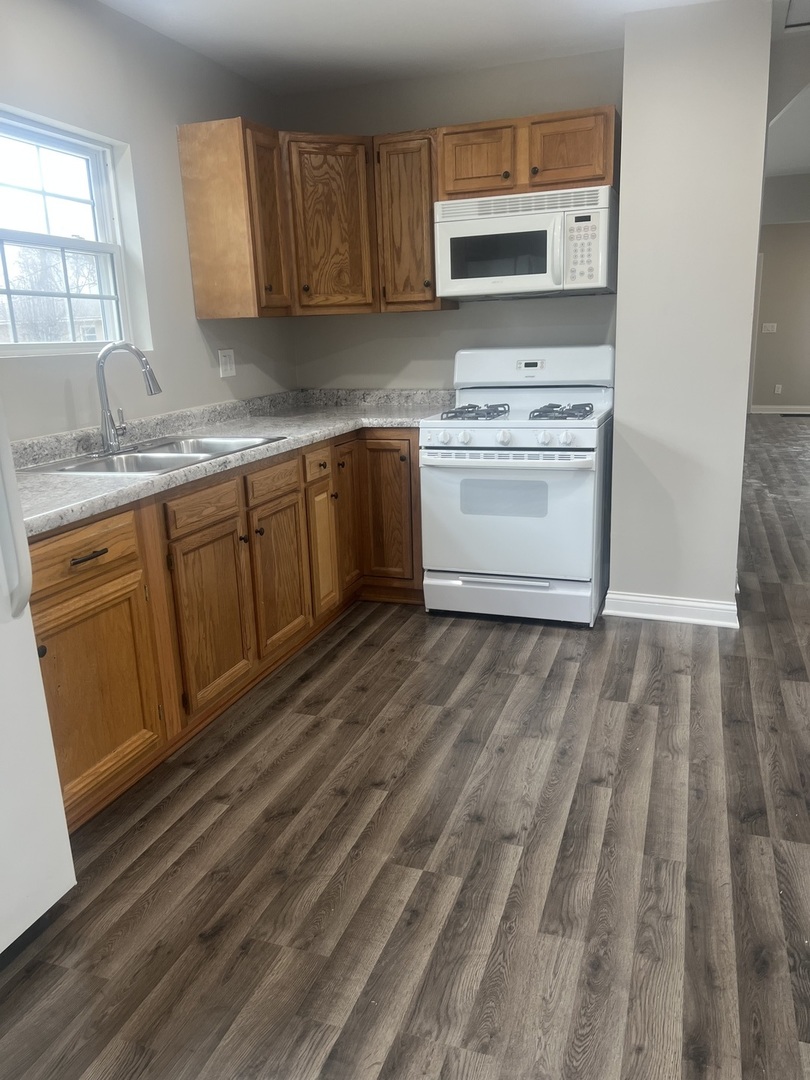 207 Davis Street Joliet, IL 60436 - Photo 12 of 23 a kitchen with stainless steel appliances granite countertop a stove a sink and a microwave