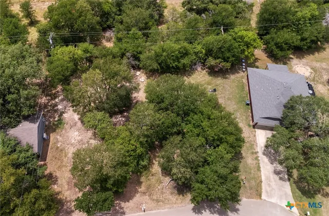 an aerial view of a house with yard and outdoor seating