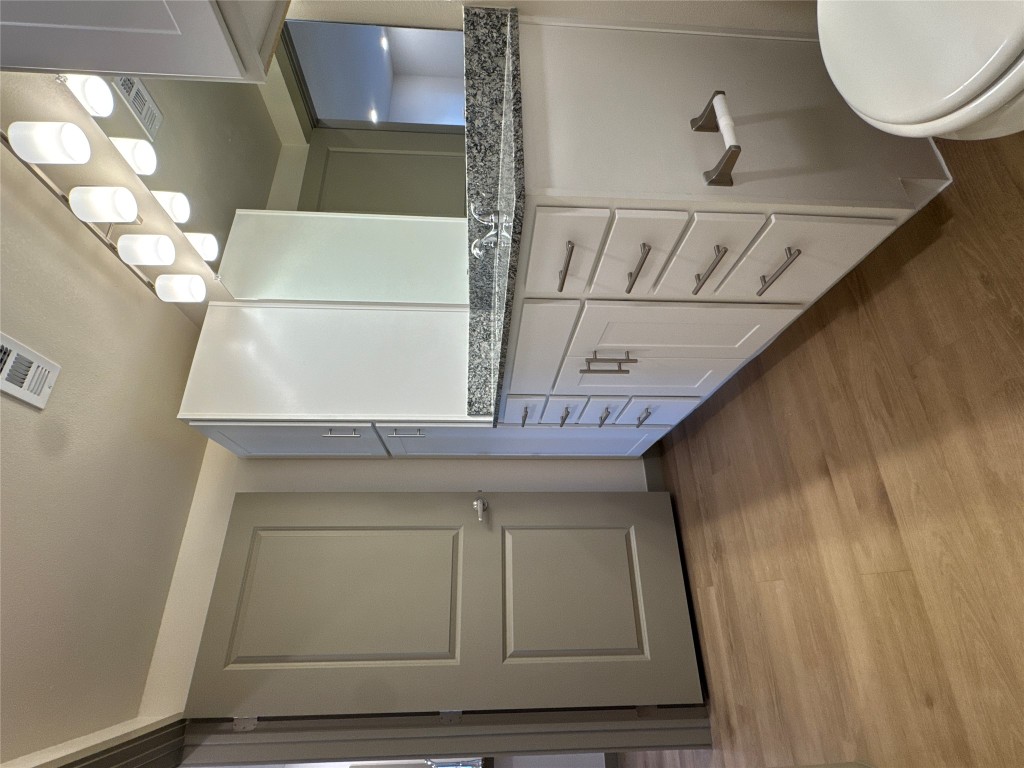 691 Union Chapel Road, Unit A2 Cedar Creek, TX 78612 - Photo 14 of 21 Bathroom featuring vanity and wood-style floors