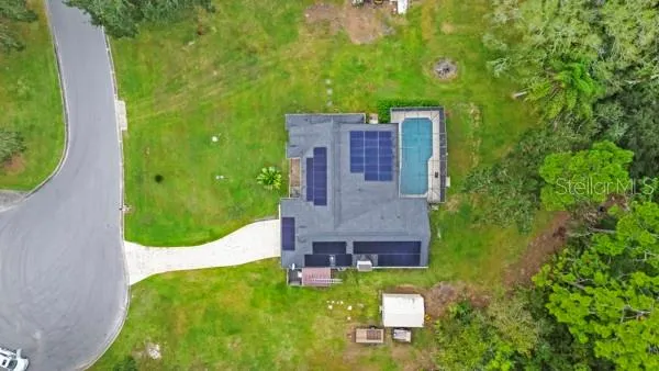 an aerial view of a house
