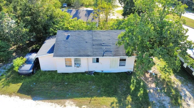 an aerial view of a house