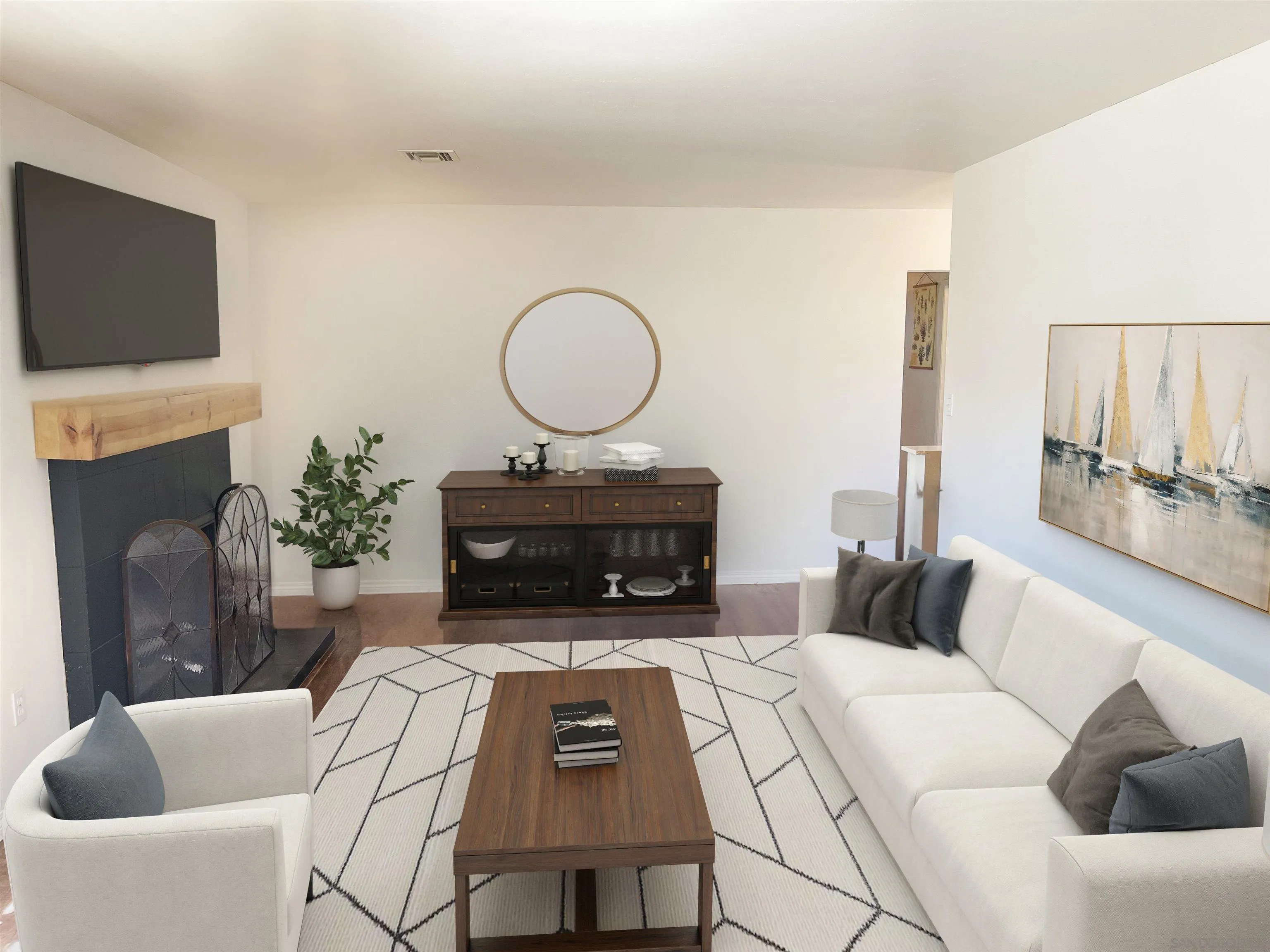 14150 Tobiasson Road Poway, CA 92064 - Photo 1 of 12 a living room with furniture a flat screen tv and a fireplace