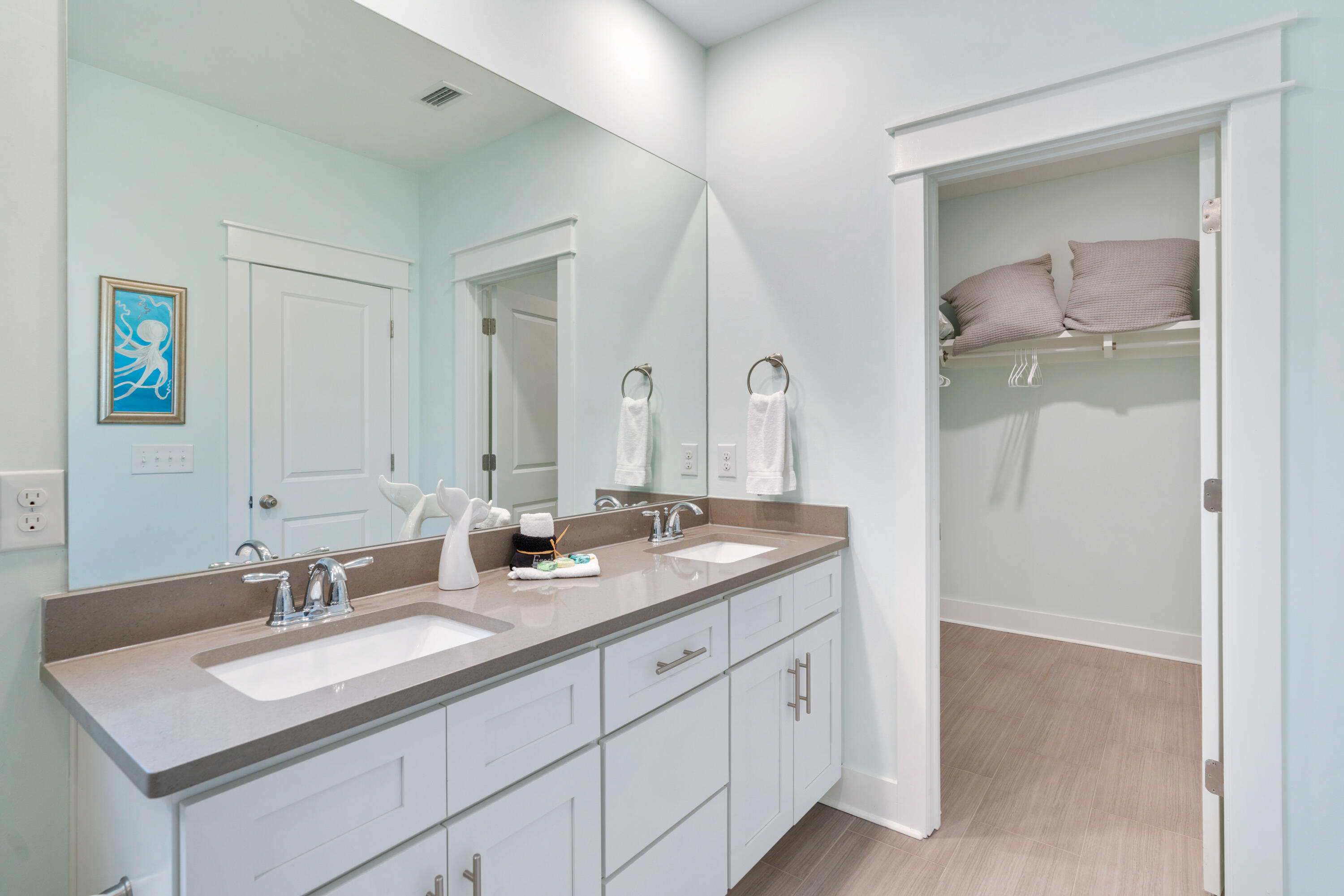 30 Constant Avenue Santa Rosa Beach, FL 32459 - Photo 23 of 51 a bathroom with a granite countertop sink and a mirror