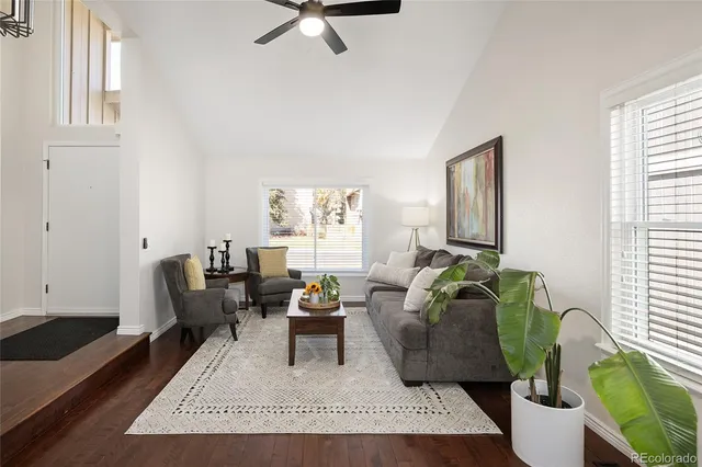 a living room with furniture rug and window