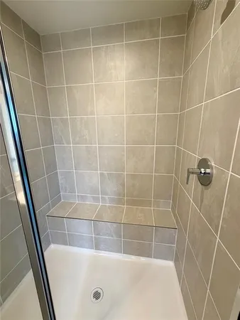 a bathroom with a bathtub