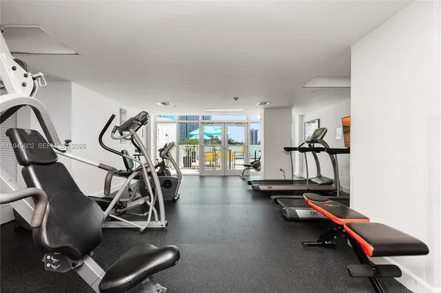 a view of a room with gym equipment