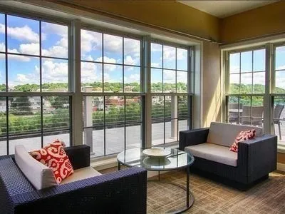 a view of a outdoor seating area