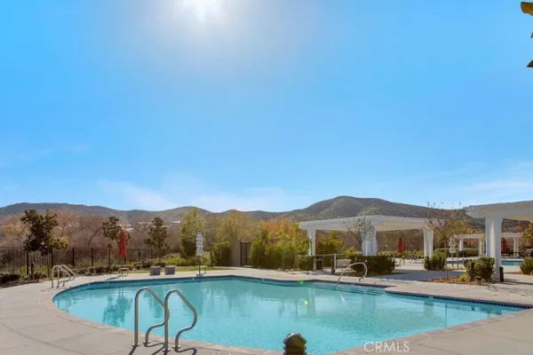 a view of a lake with a mountain in the background