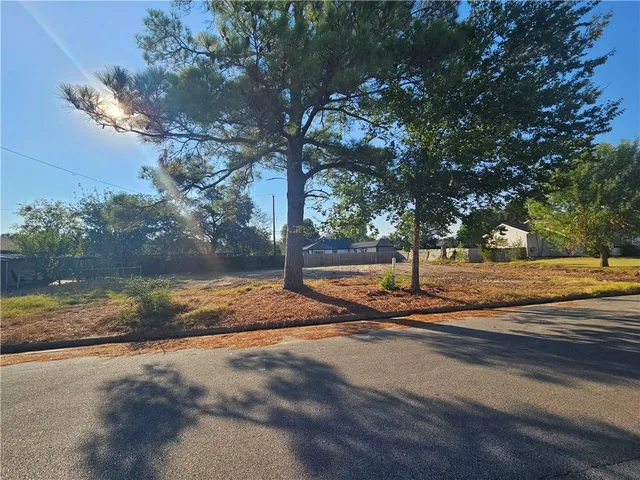 a view of a yard with tree s