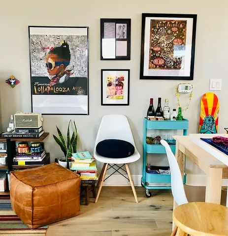 a living room with furniture and a rug