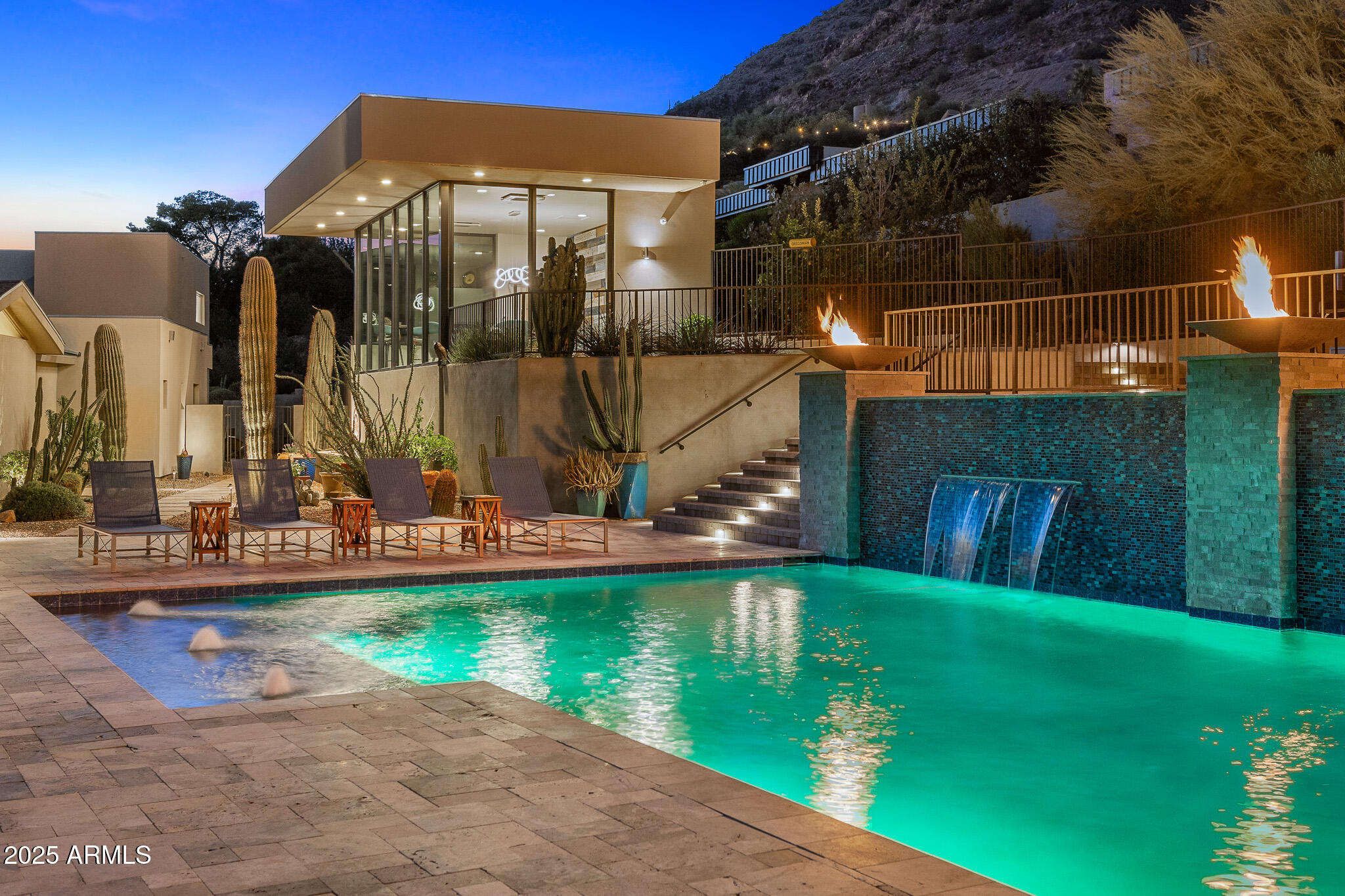 5826 East Indian Bend Road Paradise Valley, AZ 85253 - Photo 47 of 58 48pool lounge_twilight