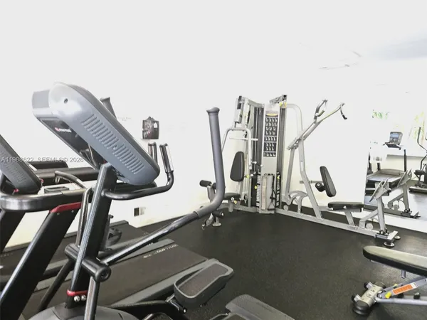 a view of a room with gym equipment