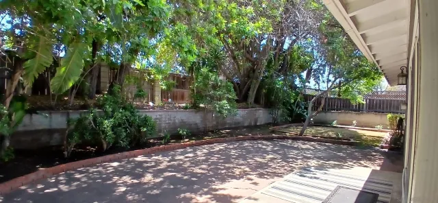 a view of a backyard