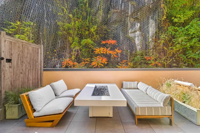 a view of outdoor dining space with a patio