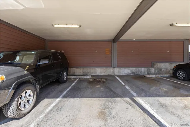 a view of a car in garage