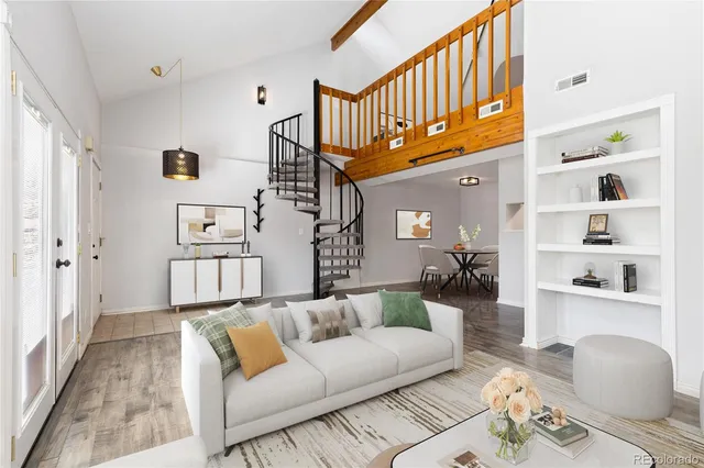 a living room with furniture