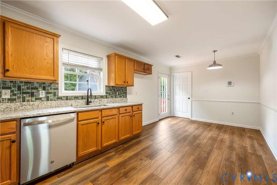 5 Walters Way Bumpass, VA 23024 - Photo 8 of 28 a view of a kitchen with wooden floor and a sink