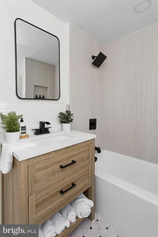 a bathroom with a shower curtain
