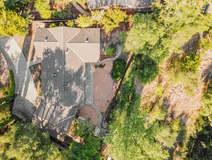 an aerial view of a house