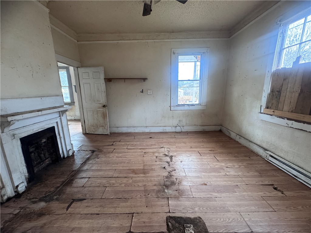 32 Ames Street Seneca, SC 29678 - Photo 11 of 14 This living area features a fireplace and wood floors, ready for your creative vision.