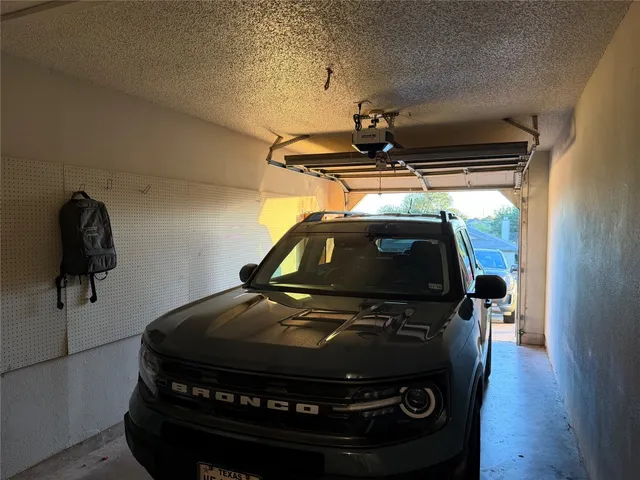 a car parked in a garage