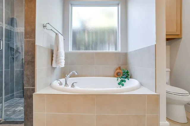 a bathroom with a bathtub a sink and a toilet