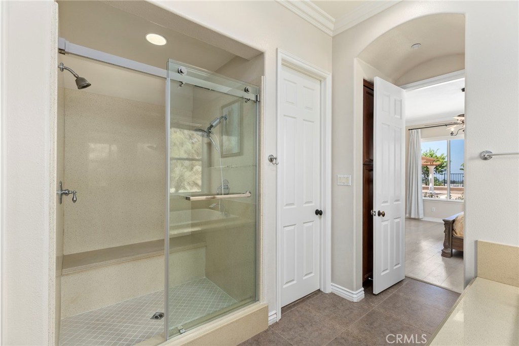 7907 Horizon View Drive Riverside, CA 92506 - Photo 22 of 58 Double headed master shower with quartzite bench