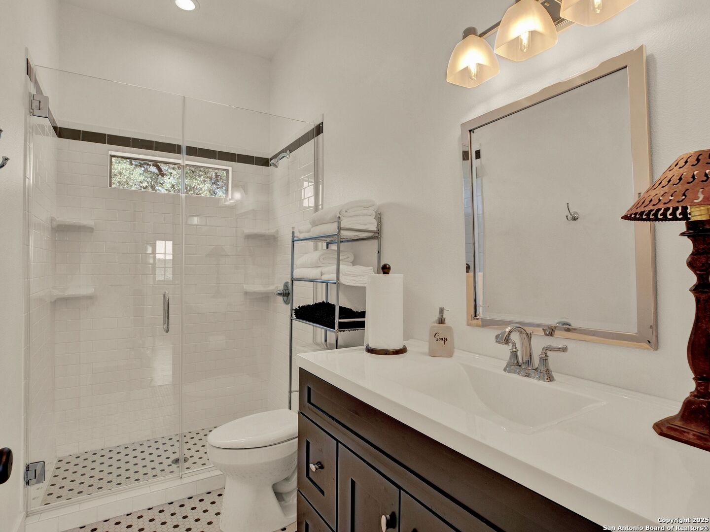 862 Grape Creek Road Fredericksburg, TX 78624 - Photo 90 of 90 a bathroom with a sink a toilet a mirror and shower