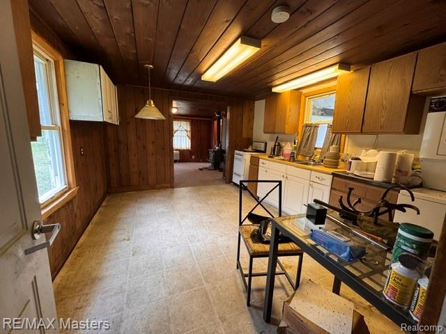 1401 Knott Road Luzerne, MI 48636 - Photo 7 of 35 Wood-paneled walls and ceiling, dual windows, and recessed lighting