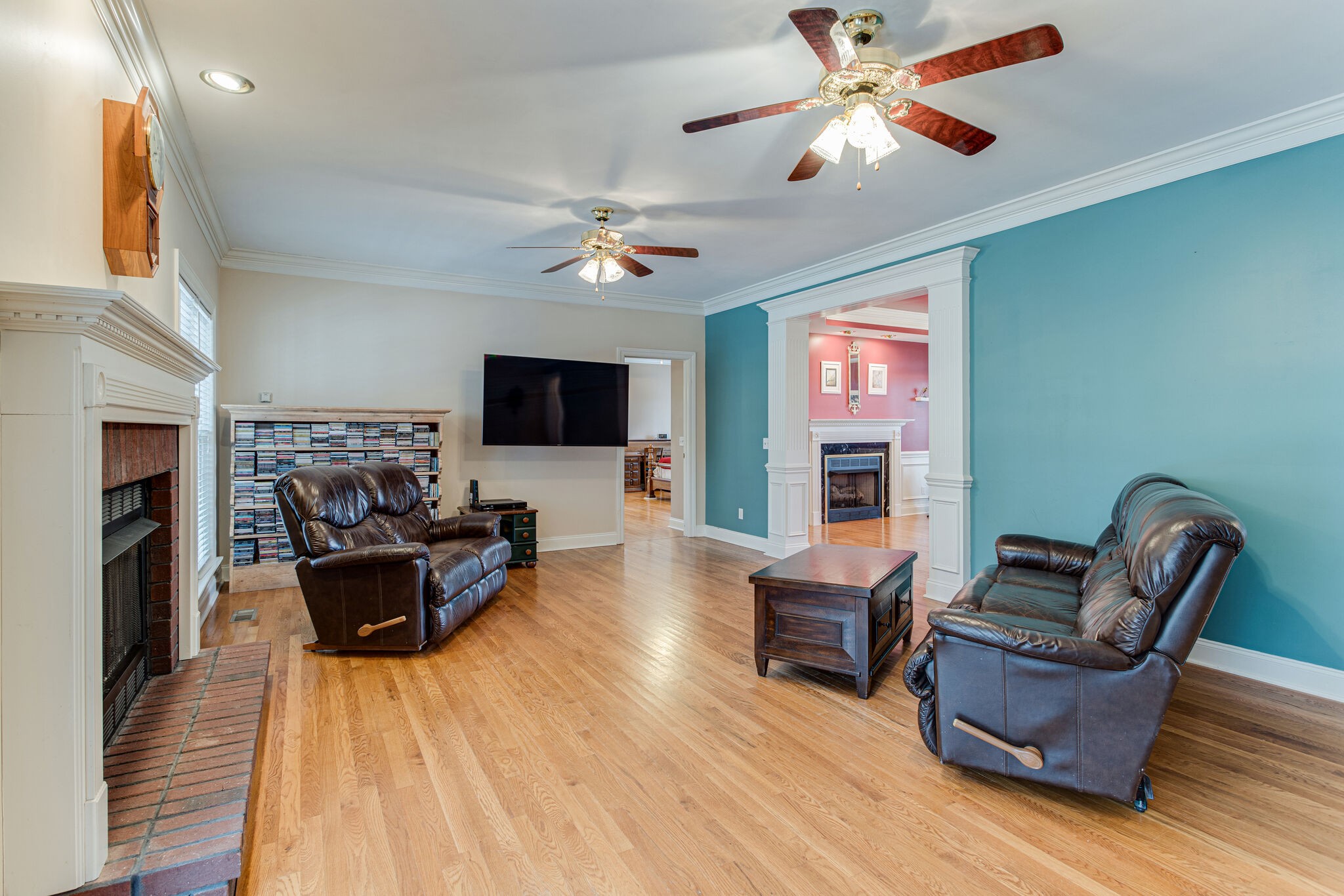 918 Urban Farms Road Manchester, TN 37355 - Photo 24 of 63 a living room with fireplace furniture and a flat screen tv