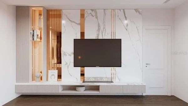 a living room with furniture