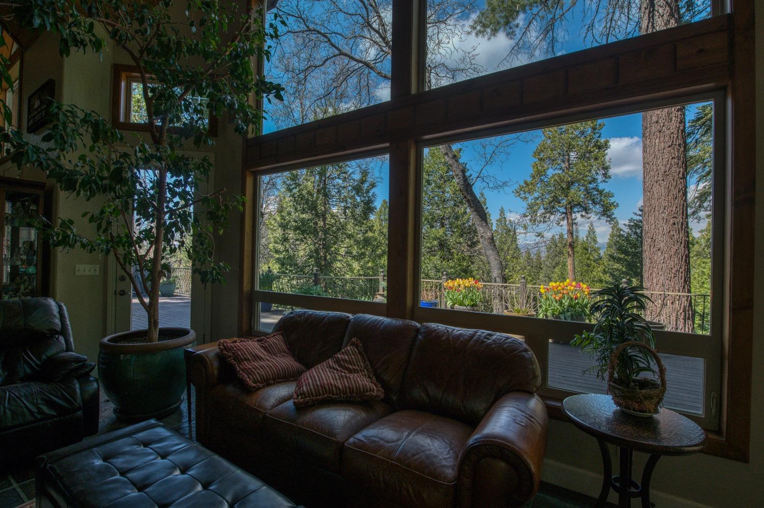 42676 Granite Circle Shaver Lake, CA 93664 - Photo 72 of 99 a balcony with furniture and a potted plants
