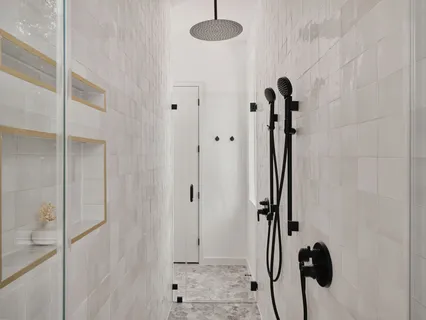 a bathroom with a shower