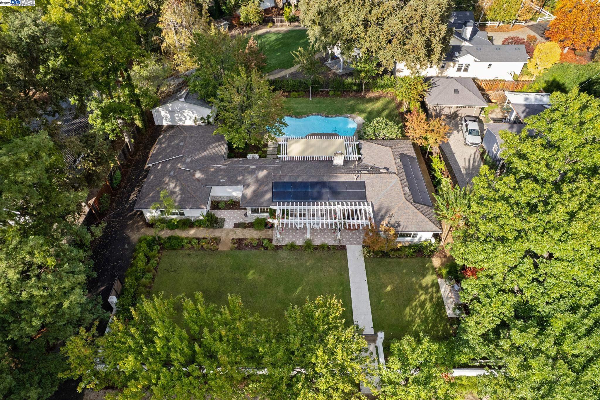 55 Cora Court Walnut Creek, CA 94597 - Photo 58 of 60 an aerial view of residential houses with outdoor space and trees