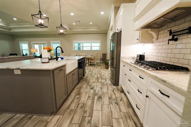 a living room with furniture