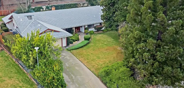 an aerial view of a house