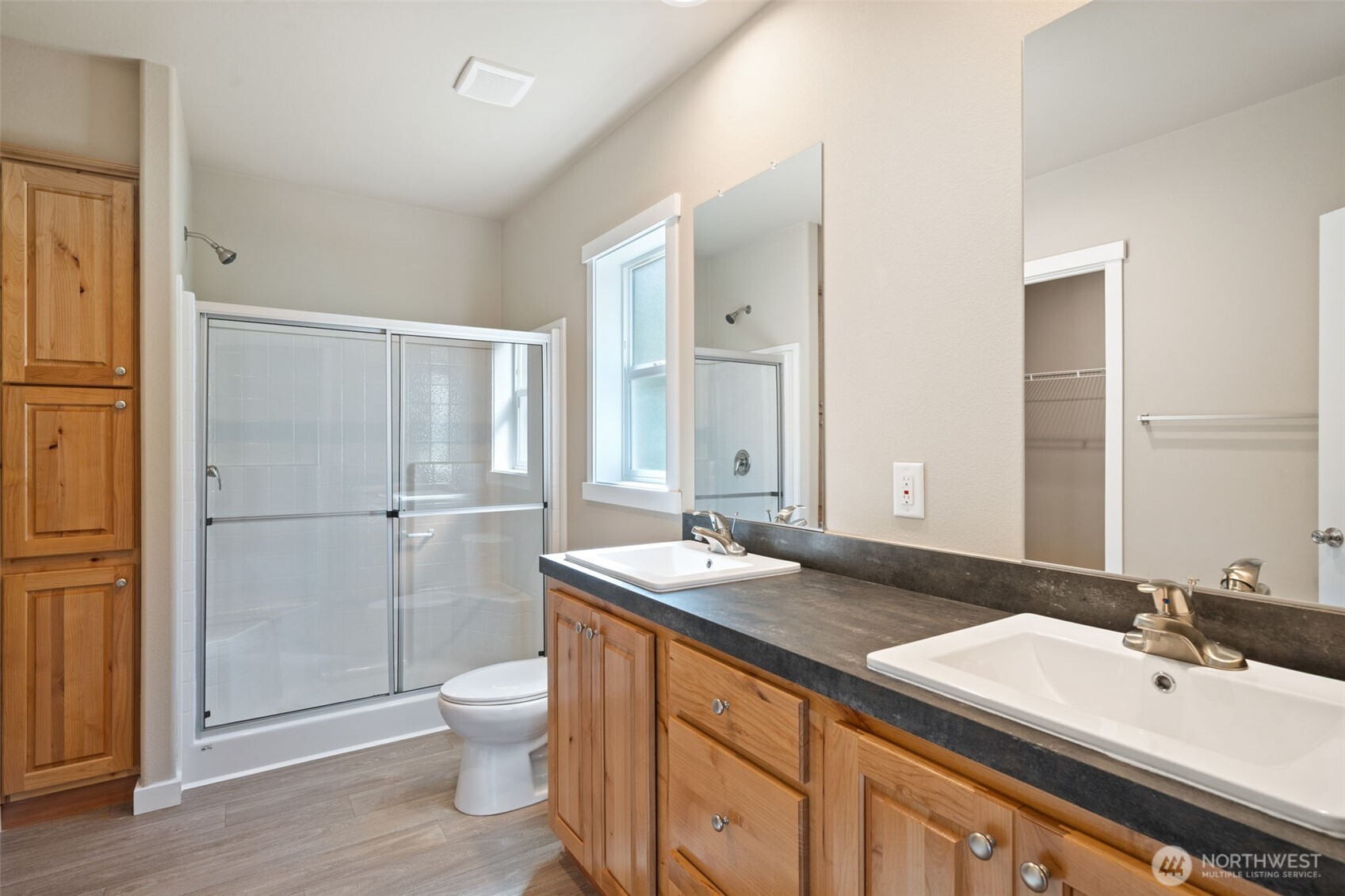 73 Butterfly Lane Sequim, WA 98382 - Photo 29 of 34 a bathroom with a sink a toilet and shower