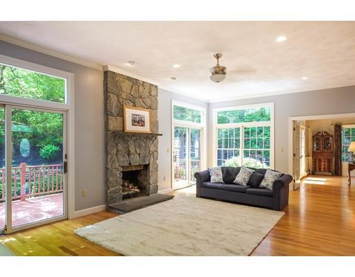 54 Bigelow Drive Sudbury, MA 01776 - Photo 12 of 40 a living room with fireplace furniture and a floor to ceiling window