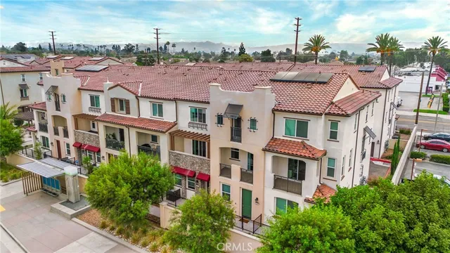 a front view of a multi story building