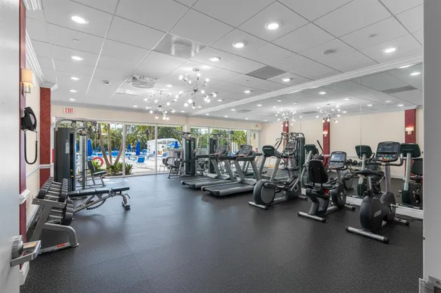 a view of a room with gym equipment
