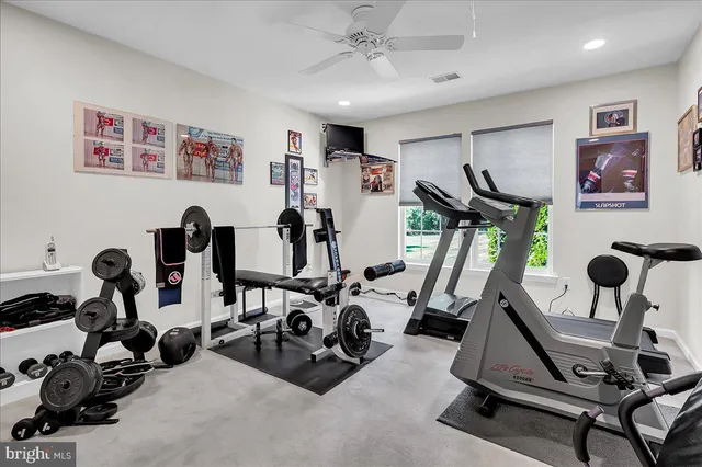 a view of a room with gym equipment