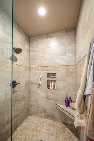 a workspace with furniture and a window