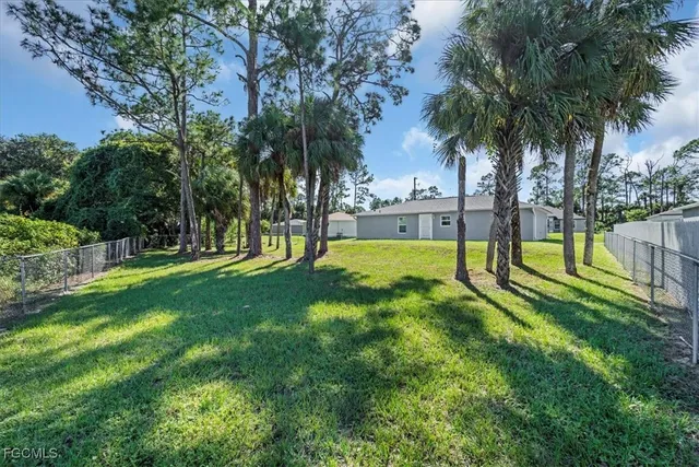 a view of a park with palm trees