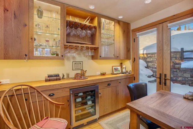 a view of a building with a door