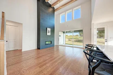 a view of a lake with a yard